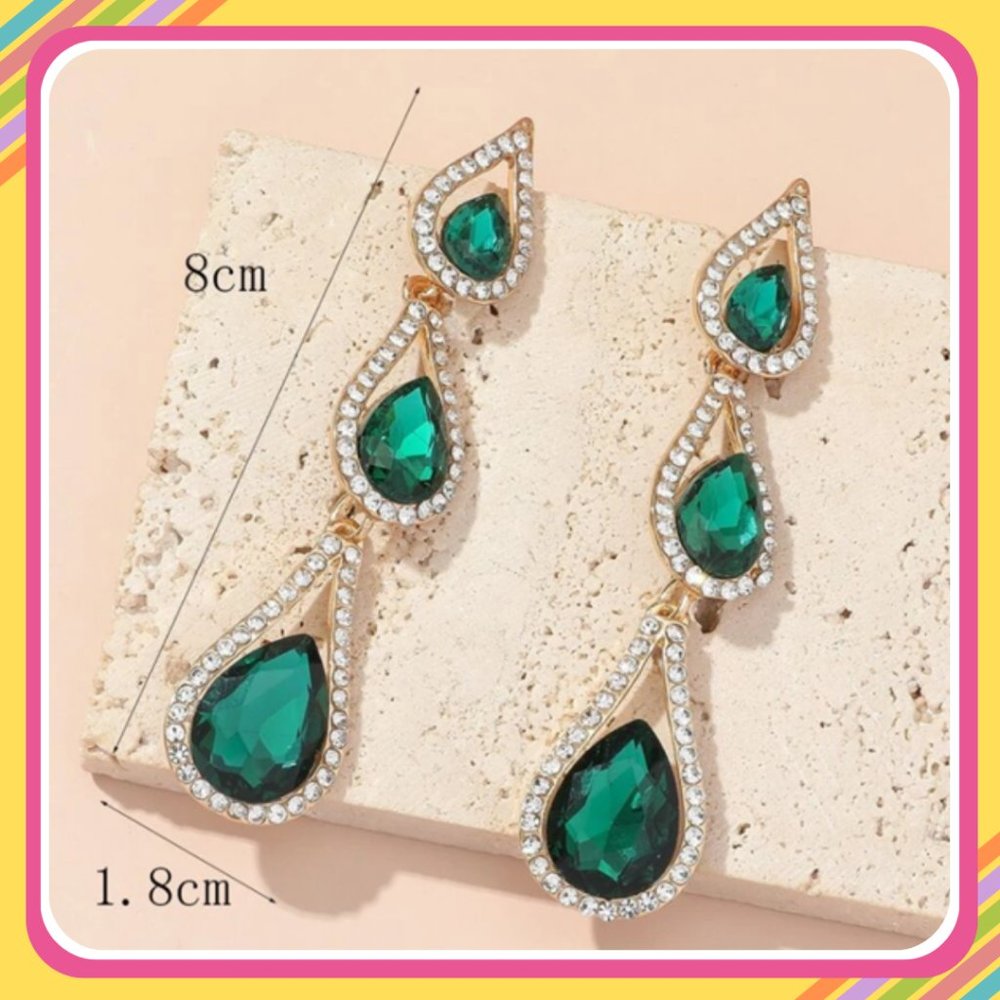 GLAM Rhinestone Earrings - Picture 2 of 2